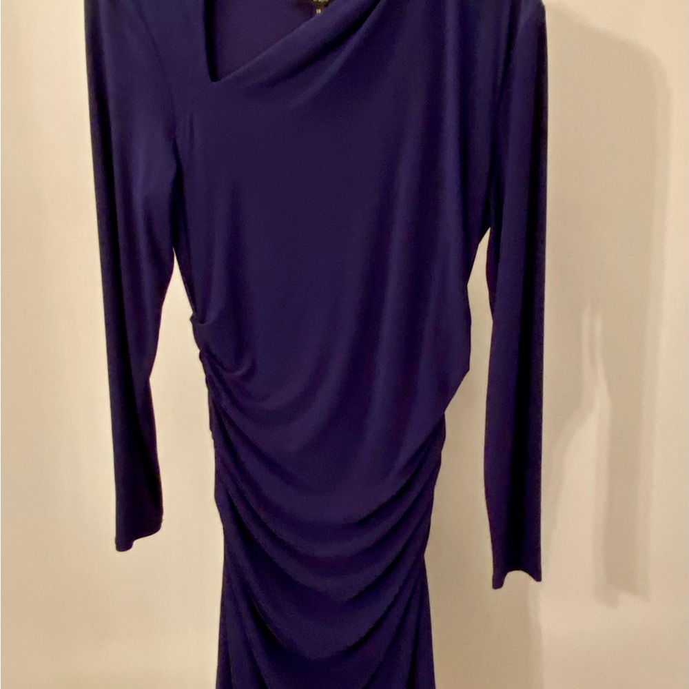Long Sleeve Draped Midi Dress - Purple